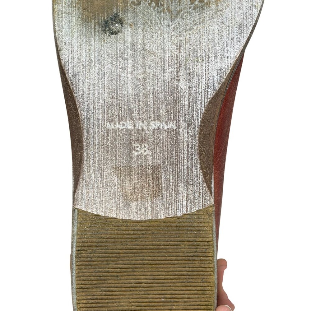 Free People Royale D’Orsay Brown Leather Flat Shoes EU 38 US 7.5 Made in Spain - Picture 6 of 10